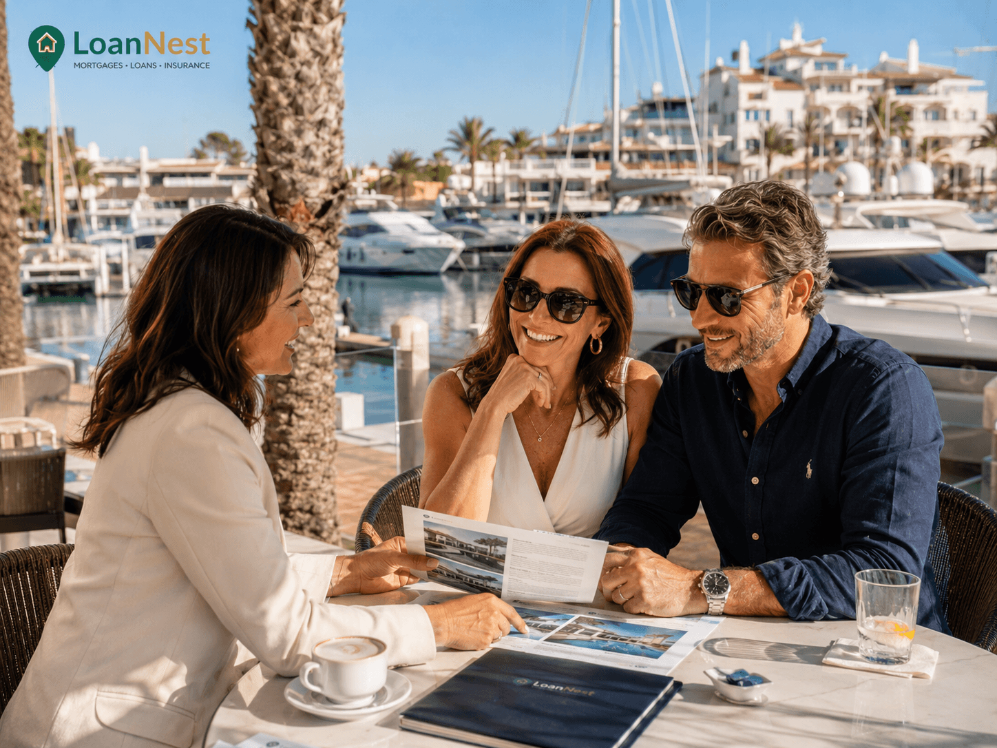 British couple outside their new Portugal home